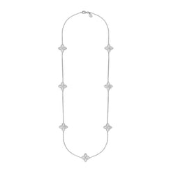 9ct White Gold White Mother of Pearl Eden Long Marquise Flower Necklace