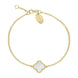 9ct Yellow Gold WHITE MOP Bloom Four Leaf Clover Ball Edge Chain Bracelet, B1154