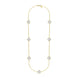 9ct Yellow Gold WHITE MOP Bloom Four Leaf Clover Ball Edge Long Necklace, N1040