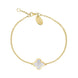 9ct Yellow Gold WHITE MOP Bloom Four Leaf Clover Polished Edge Bracelet, B1270 