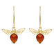 9ct Yellow Gold Amber Bee Small Hook Earrings, E2438.