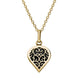 9ct Yellow Gold Whitby Jet Flore Filigree Small Heart Necklace. P3629.