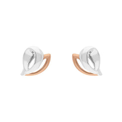9ct Rose and White Gold Heart Stud Earrings, BRN-467