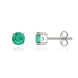 9ct White Gold Emerald 5mm Round Claw Set Stud Earrings