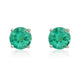 9ct White Gold Emerald 5mm Round Claw Set Stud Earrings. 33-22-003.