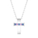 9ct White Gold Pink Blue Sapphire Cross Pendant Necklace, P711.