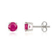9ct White Gold Ruby 5mm Round Claw Set Stud Earrings