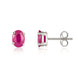 9ct White Gold Ruby 7x5mm Oval Claw Set Stud Earrings