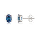 9ct White Gold Sapphire 7x5mm Oval Claw Set Stud Earrings
