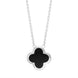 18ct White Gold Whitby Jet Bloom Large Four Leaf Clover Polished Edge Pendant