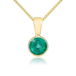 9ct Yellow Gold Emerald 5mm Round Rub Over Set Necklace 62-60-005.