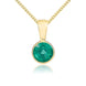 9ct Yellow Gold Emerald 5mm Round Rub Over Set Necklace 62-60-005.