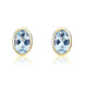 9ct Yellow Gold Aquamarine 6x4mm Oval Rub Over Set Stud Earrings. 33-25-002.