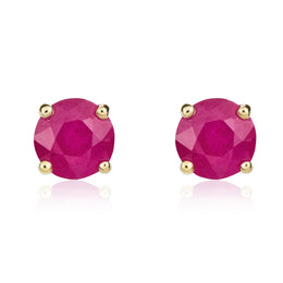 9ct Yellow Gold Ruby 5mm Round Claw Set Stud Earrings. 33-23-021.