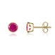 9ct Yellow Gold Ruby 5mm Round Rub Over Set Stud Earrings