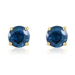 9ct Yellow Gold Sapphire 5mm Round Claw Set Stud Earrings. 33-21-064.