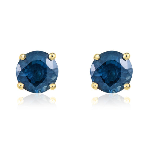 9ct Yellow Gold Sapphire 5mm Round Claw Set Stud Earrings. 33-21-064.