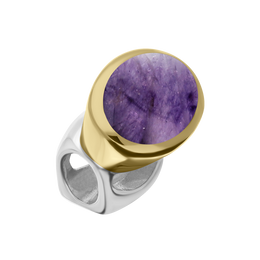 9ct Yellow Gold Sterling Silver Blue John Stepping Stones 6x8mm Oval Charm P1766