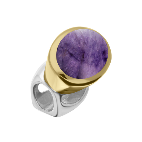 9ct Yellow Gold Sterling Silver Blue John Stepping Stones 6x8mm Oval Charm P1766