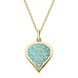 9ct Yellow Gold Turquoise Flore Filigree Medium Heart Necklace. P3630.