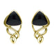 9ct Yellow Gold Whitby Jet Curve Triangle Celtic Stud Earrings, E986.