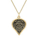 9ct Yellow Gold Whitby Jet Flore Filigree Large Heart Necklace. P3631.