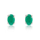 9ct White Gold Emerald 6x4mm Oval Claw Set Stud Earrings. 33-22-002.