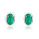 9ct White Gold Emerald 6x4mm Oval Rub Over Set Stud Earrings 33-22-066.