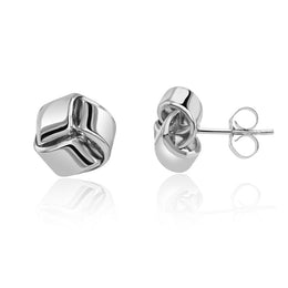 9ct White Gold Looped Knot Stud Earrings. 10-06-135_2