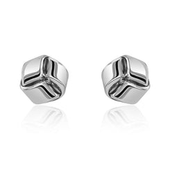 9ct White Gold Looped Knot Stud Earrings. 10-06-135