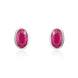 9ct White Gold Ruby 5x3mm Oval Rub Over Set Stud Earrings. 33-23-036.