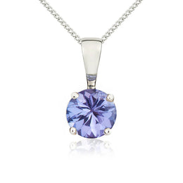 9ct White Gold Tanzanite 5mm Round Claw Set Pendant 62-66-006.