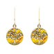 9ct Yellow Gold Amber Round Large Tree of Life Leaves Drop Earrings, E2427.