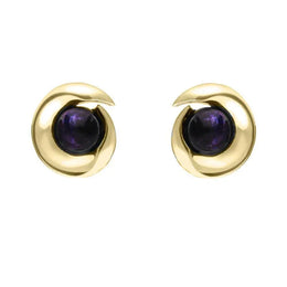 00121292 9ct Yellow Gold Blue John Spiral Stud Earrings, E1913.