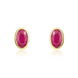 9ct Yellow Gold Ruby 5x3mm Oval Rub Over Set Stud Earrings. 33-23-017.