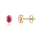 9ct Yellow Gold Ruby 6x4mm Oval Rub Over Set Stud Earrings 33-23-018.