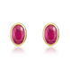 9ct Yellow Gold Ruby 6x4mm Oval Rub Over Set Stud Earrings 33-23-018.