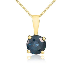 9ct Yellow Gold Sapphire 5mm Round Claw Set Pendant 62-55-008.