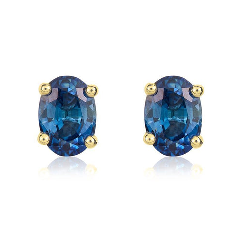 9ct Yellow Gold Sapphire 7x5mm Oval Claw Set Pendant and Stud Earrings Set. 62-55-005 33-21-029_3