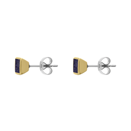 9ct Yellow Gold Sterling Silver Blue Goldstone Stepping Stones Square Stud Earrings E1295_2