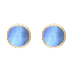 9ct Yellow Gold Sterling Silver Moonstone Stepping Stones Round Stud Earrings E1292