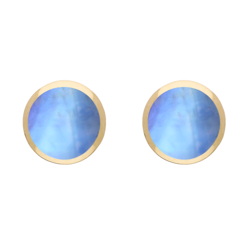 9ct Yellow Gold Sterling Silver Moonstone Stepping Stones Round Stud Earrings E1292