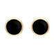 9ct Yellow Gold Sterling Silver Whitby Jet Stepping Stones Round Stud Earrings E1292