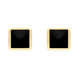 9ct Yellow Gold Sterling Silver Whitby Jet Stepping Stones Square Stud Earrings E1295