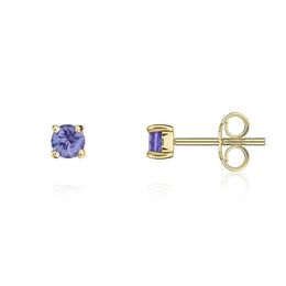 9ct Yellow Gold Tanzanite 3mm Round Claw Set Stud Earrings 33-24-067_2