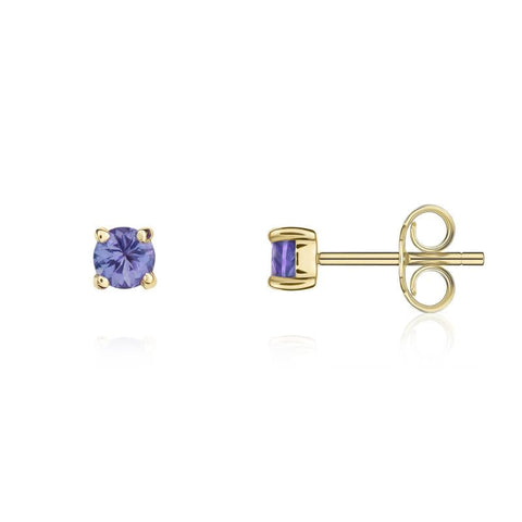 9ct Yellow Gold Tanzanite 3mm Round Claw Set Stud Earrings 33-24-067_2