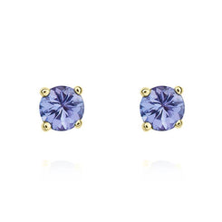 9ct Yellow Gold Tanzanite 4mm Round Claw Set Stud Earrings 33-24-072.