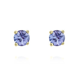 9ct Yellow Gold Tanzanite 4mm Round Claw Set Stud Earrings 33-24-072.