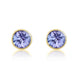 9ct Yellow Gold Tanzanite 5mm Round Rub Over Set Stud Earrings. 33-24-003
