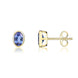 9ct Yellow Gold Tanzanite 6x4mm Oval Rub Over Set Stud Earrings